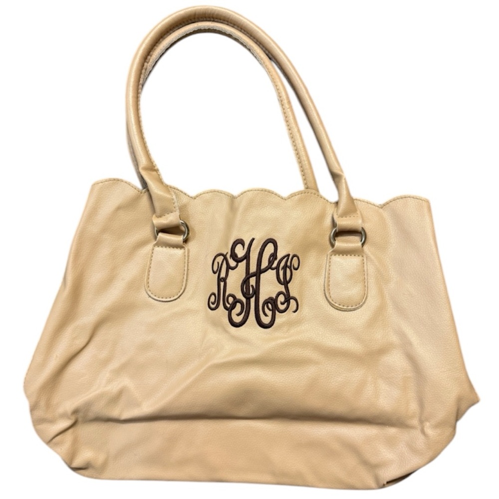 Monogram “RHJ” scallop shoulder tote